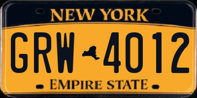NY license plate GRW4012