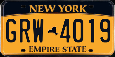 NY license plate GRW4019