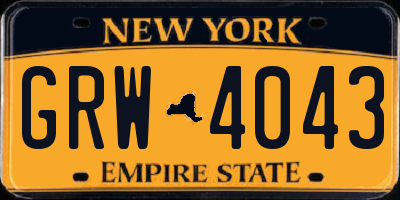 NY license plate GRW4043
