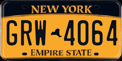 NY license plate GRW4064