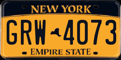 NY license plate GRW4073