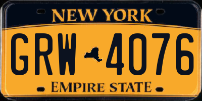 NY license plate GRW4076