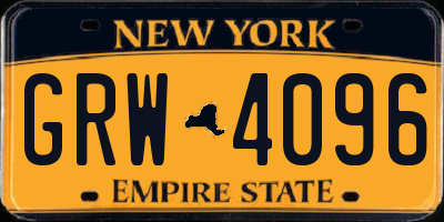 NY license plate GRW4096