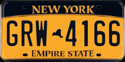 NY license plate GRW4166