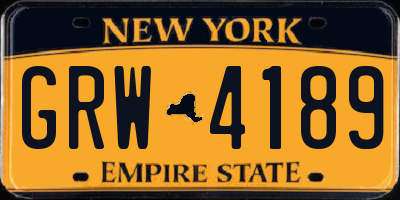 NY license plate GRW4189