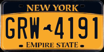 NY license plate GRW4191