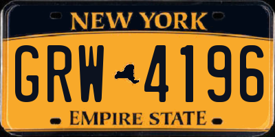 NY license plate GRW4196