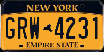 NY license plate GRW4231