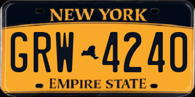 NY license plate GRW4240