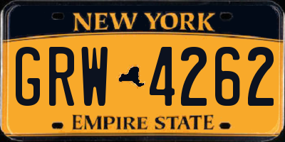 NY license plate GRW4262