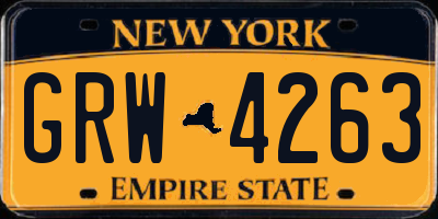 NY license plate GRW4263