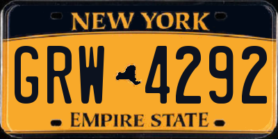 NY license plate GRW4292