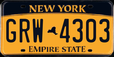NY license plate GRW4303