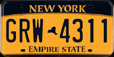 NY license plate GRW4311