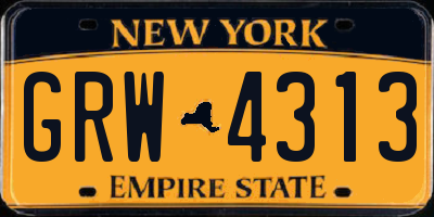 NY license plate GRW4313