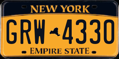 NY license plate GRW4330