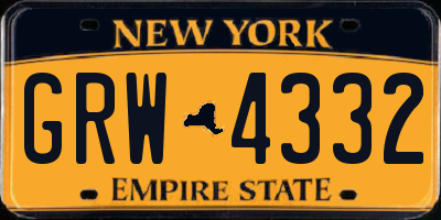 NY license plate GRW4332