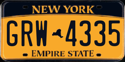 NY license plate GRW4335