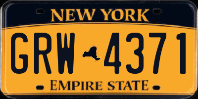 NY license plate GRW4371
