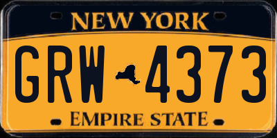 NY license plate GRW4373