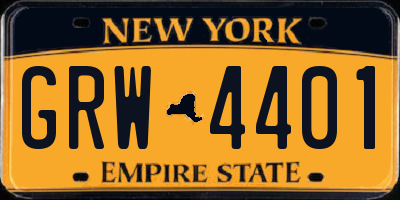 NY license plate GRW4401