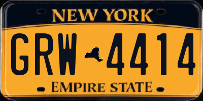 NY license plate GRW4414