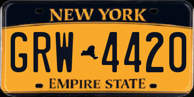NY license plate GRW4420