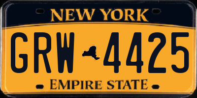 NY license plate GRW4425