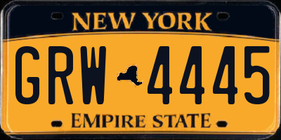 NY license plate GRW4445