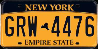 NY license plate GRW4476