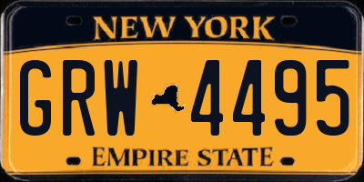 NY license plate GRW4495