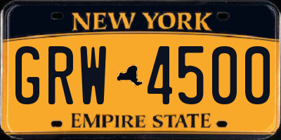 NY license plate GRW4500