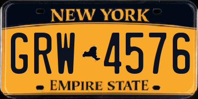 NY license plate GRW4576