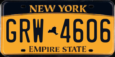 NY license plate GRW4606