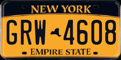 NY license plate GRW4608