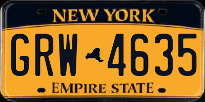 NY license plate GRW4635