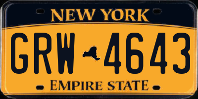 NY license plate GRW4643