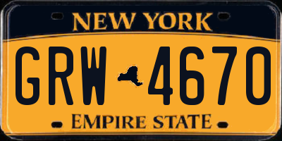 NY license plate GRW4670