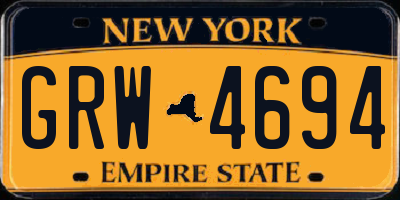 NY license plate GRW4694
