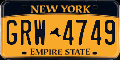 NY license plate GRW4749