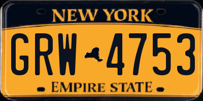 NY license plate GRW4753