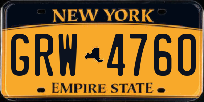 NY license plate GRW4760