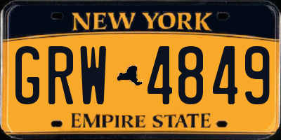 NY license plate GRW4849