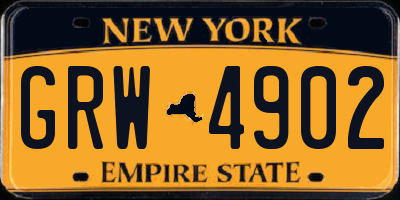 NY license plate GRW4902