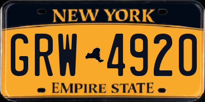 NY license plate GRW4920