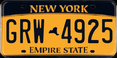 NY license plate GRW4925