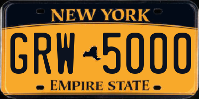 NY license plate GRW5000