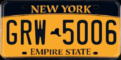 NY license plate GRW5006