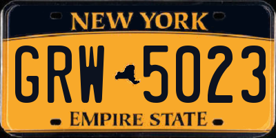 NY license plate GRW5023