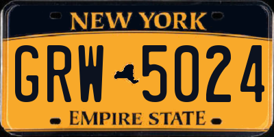 NY license plate GRW5024